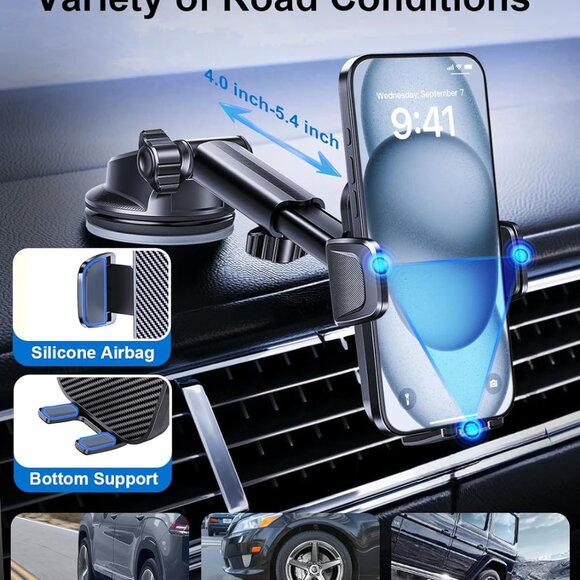 Car Phone Holder / Cell Phone Mount for Dashboard Windshield Vent - Picture 4 of 5